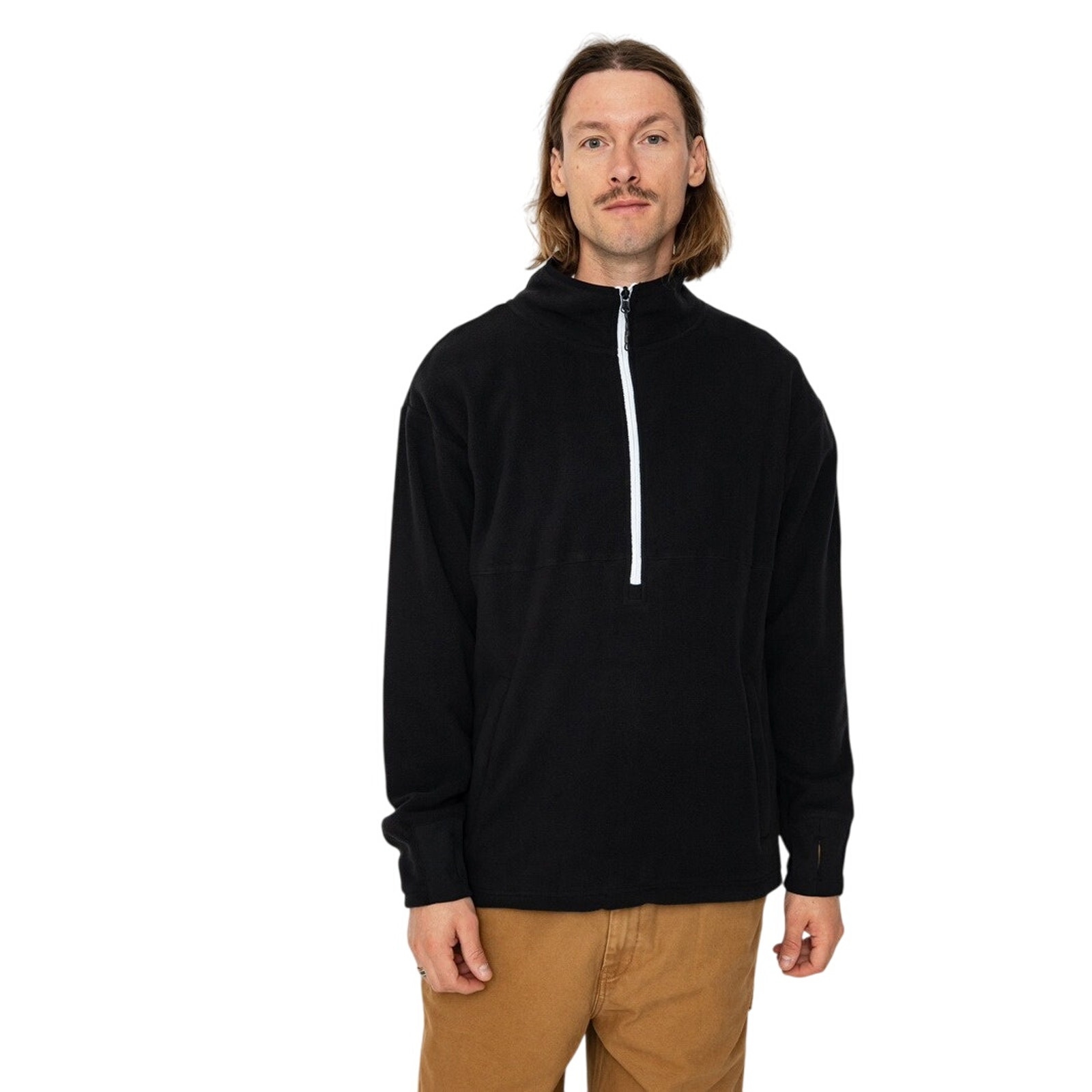 Volcom Men's Xl Black Polar Fleece Mock Neck 1/2 Zip Outdoor Sweatshirt K31-5